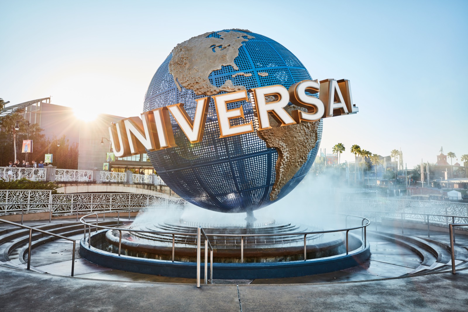 The iconic Universal Orlando globe at the park entrance